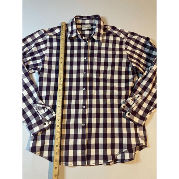 Monterey By Koret Women Small Long Sleeve Button‎ Up Shirt Maroon White Check - Picture 3 of 5